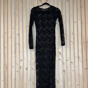 Lace Sheer Long Sleeve Maxi Dress